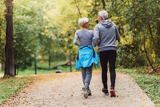 Senior couple walking