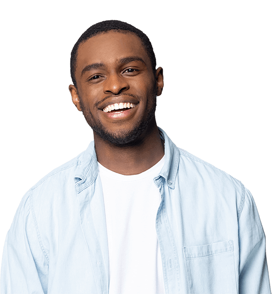 Person in a light blue collared shirt