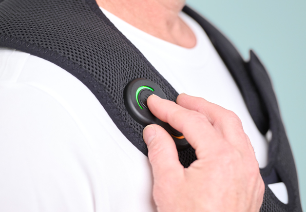 A close up view of the Activ8 controller on the Activ8 neck device.